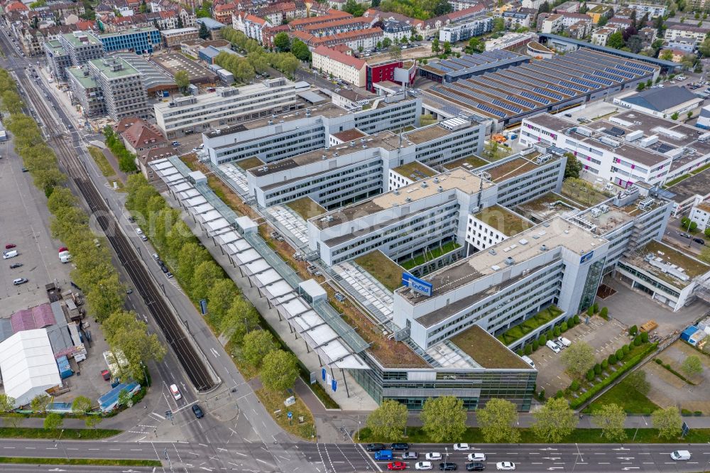Aerial image Karlsruhe - Office building of ENBW Zentrale on Durlacher Allee in the district Oststadt in Karlsruhe in the state Baden-Wuerttemberg, Germany