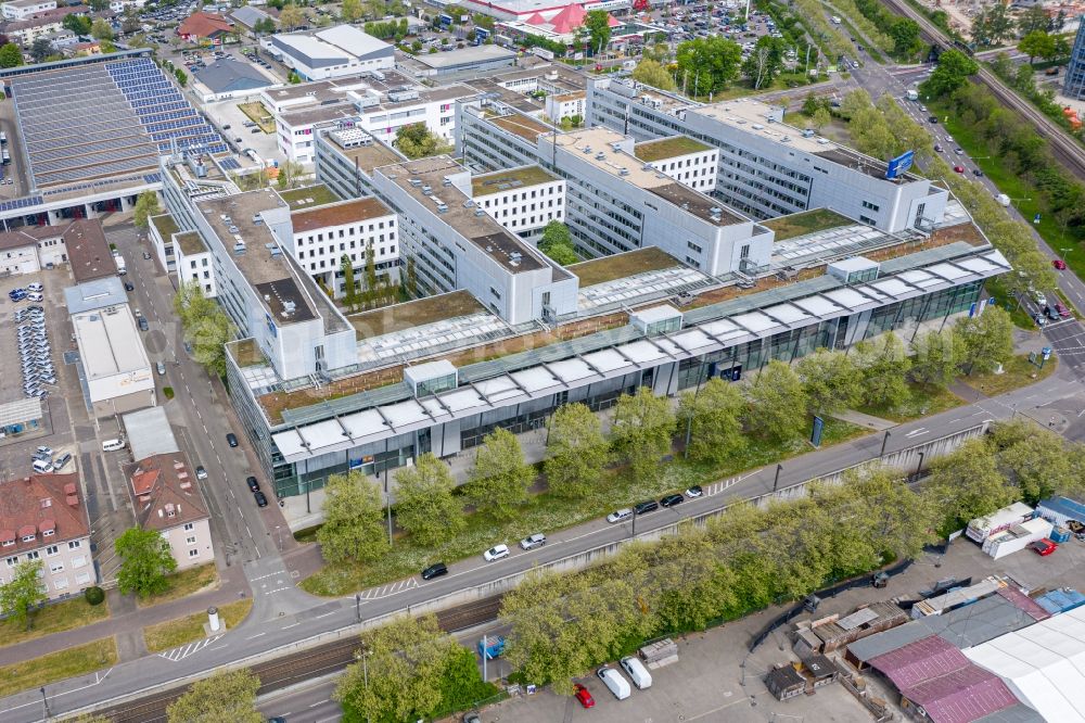 Karlsruhe from the bird's eye view: Office building of ENBW Zentrale on Durlacher Allee in the district Oststadt in Karlsruhe in the state Baden-Wuerttemberg, Germany