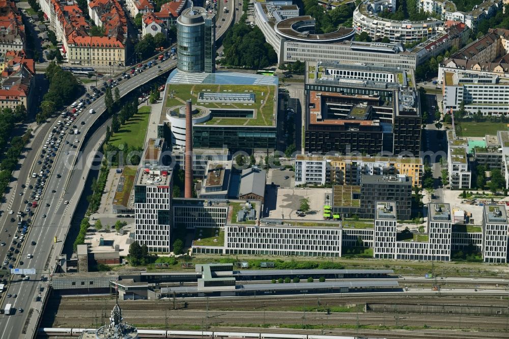 Aerial photograph München - Office building on Erika-Mann-Strasse in Munich in the state Bavaria, Germany
