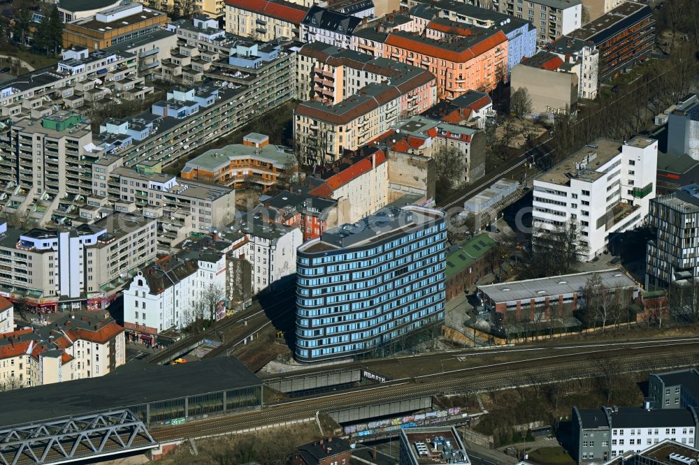 Berlin from the bird's eye view: Office building of EUREF-Campus 1-2 in the district Schoeneberg in Berlin, Germany