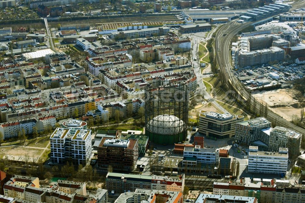 Aerial image Berlin - Office building on EUREF-Conpus on Torgauer Strasse in the district Schoeneberg in Berlin, Germany