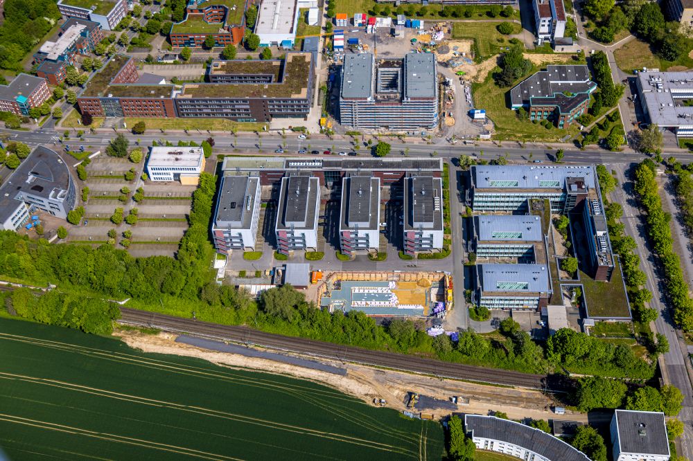 Dortmund from the bird's eye view: Office building of Eurofins Inlab GmbH on Otto-Hahn-Strasse in the district Barop in Dortmund in the state North Rhine-Westphalia, Germany