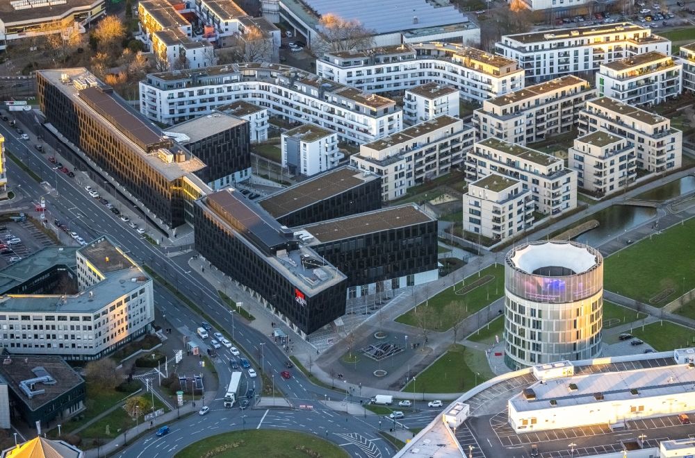 Aerial image Essen - Office building of FUNKE MEDIENGRUPPE GmbH & Co. KGaA on Segerothstrasse in Essen in the state North Rhine-Westphalia, Germany