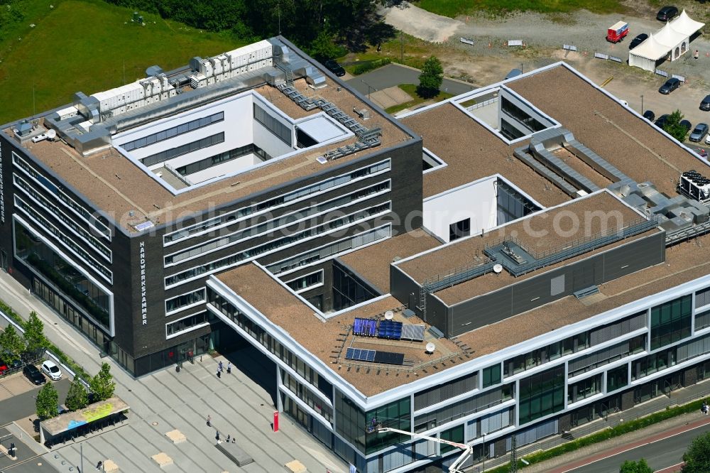 Aerial photograph Bielefeld - Office building of Handwerkskammer am Campus Handwerk in the district Mitte in Bielefeld in the state North Rhine-Westphalia, Germany