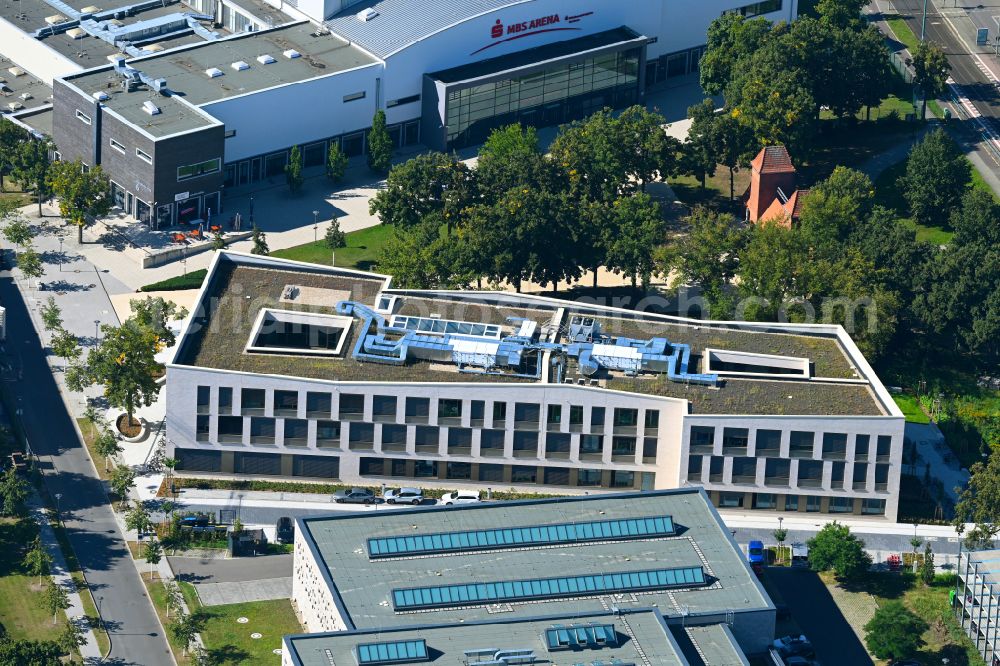 Aerial photograph Potsdam - Office building of the administrative and commercial building Haus des Sports of the Landessportbund Brandenburg e.V. on the street Olympischer Weg in the district Potsdam West in Potsdam in the state Brandenburg, Germany