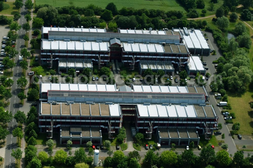 Aerial image Barleben - Office building of the administrative house and business house of the IGZ Innovations- and founder's centre Magdeburg GmbH in bar life in the federal state Saxony-Anhalt, Germany