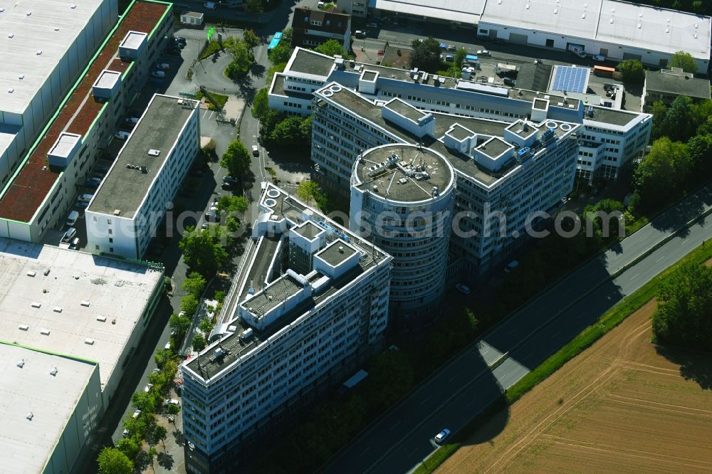 Eschborn from above - Office building on Ludwig-Erhard-Strasse in Eschborn in the state Hesse, Germany