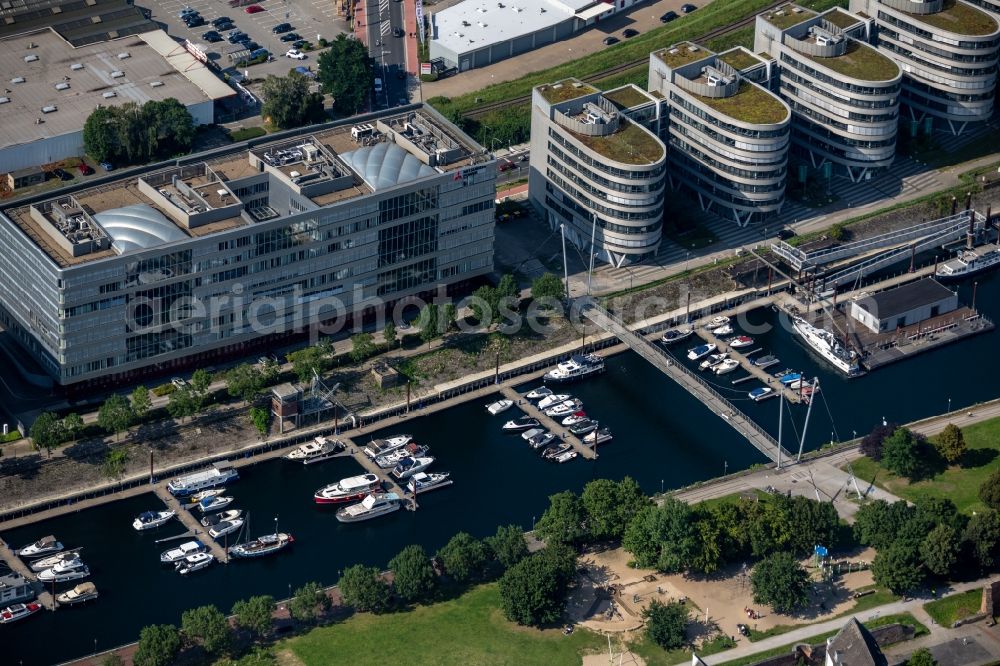 Aerial image Duisburg - Office building Mitsubishi Power Europe GmbH on the Schifferstrassein the district Kasslerfeld in Duisburg at Ruhrgebiet in the state North Rhine-Westphalia, Germany