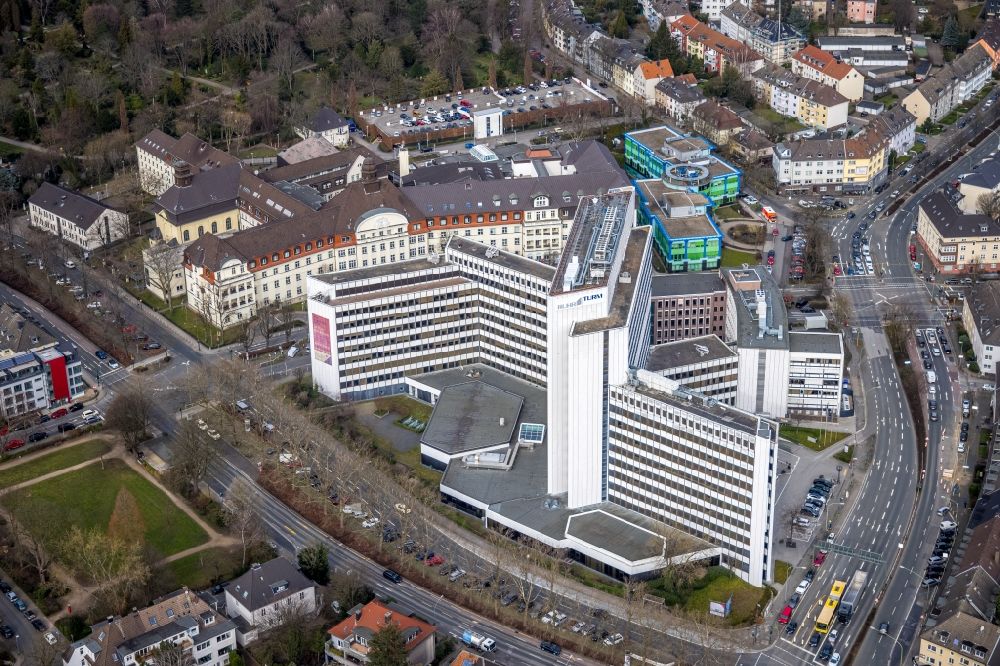 Essen from above - Office building Ruhrturm on Huttropstrasse in the district Huttrop in Essen at Ruhrgebiet in the state North Rhine-Westphalia, Germany