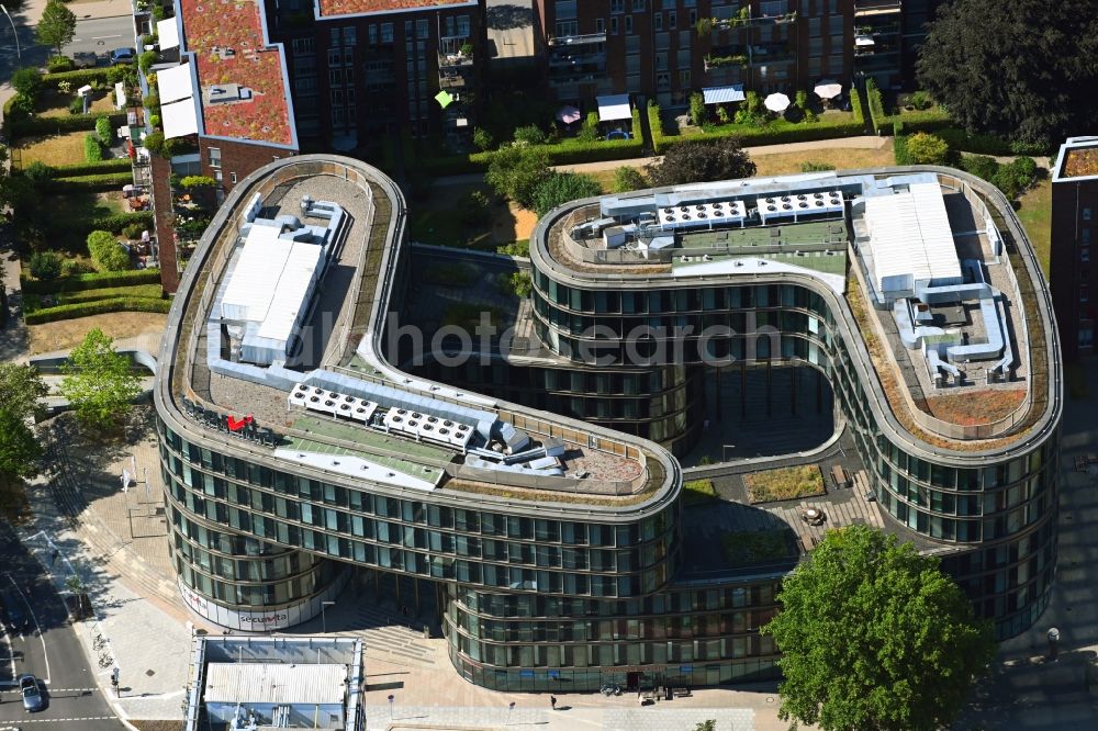 Hamburg from above - Office building Securvita at the Lohmuelenstrasse in the district Hohenfelde in Hamburg, Germany