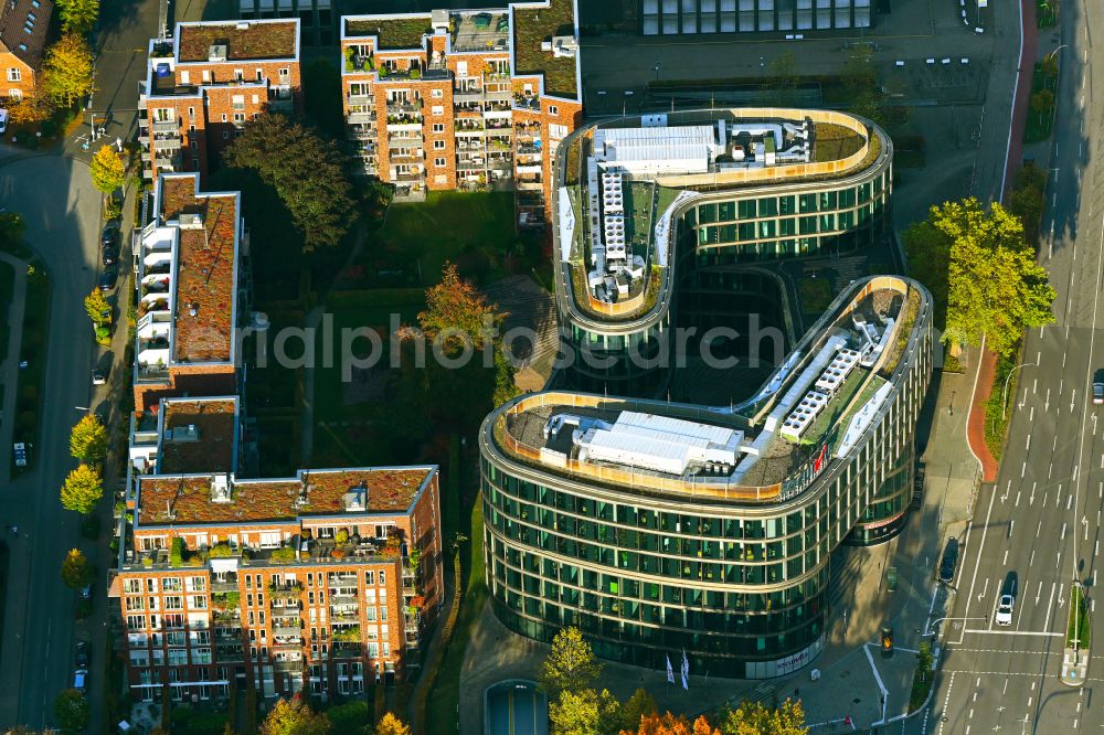 Aerial image Hamburg - Office building Securvita at the Lohmuelenstrasse in the district Hohenfelde in Hamburg, Germany