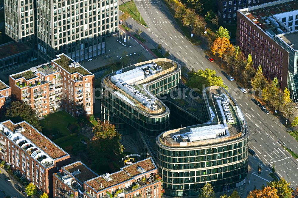 Hamburg from the bird's eye view: Office building Securvita at the Lohmuelenstrasse in the district Hohenfelde in Hamburg, Germany