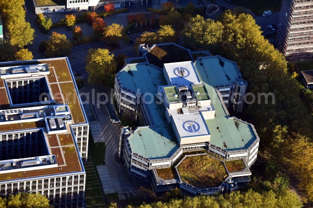 Hamburg from above - Office building of the administrative house and business house of the Signal Iduna Pensionskasse AG in the district of Winterhude in Hamburg, Germany