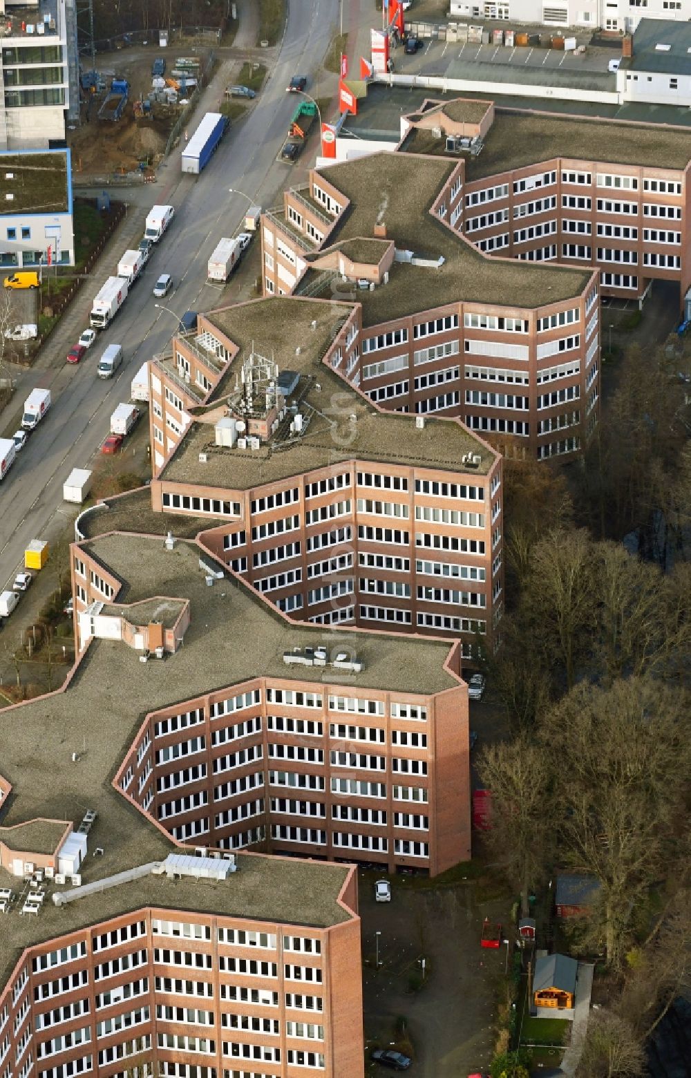 Aerial image Hamburg - Office building on the outskirts in the district Tonndorf in Hamburg, Germany