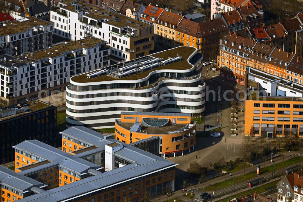 Aerial photograph Karlsruhe - Office building Synus on street Brauerstrasse - Gartenstrasse in Karlsruhe in the state Baden-Wuerttemberg, Germany