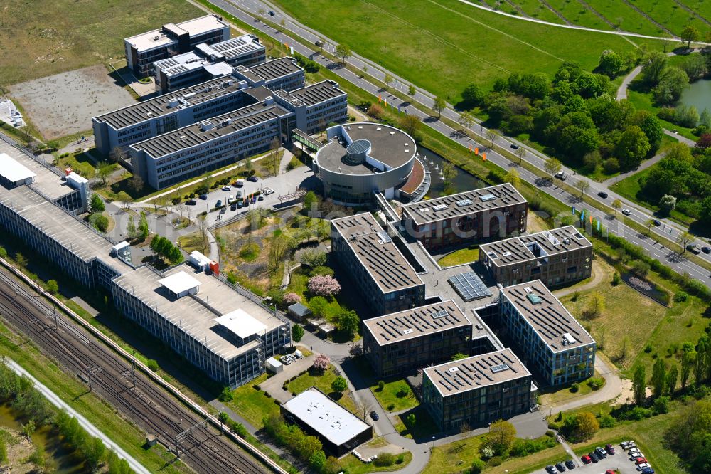 Aerial image Wolfsburg - Office building of Volkswagen Group IT Services GmbH on street Major-Hirst-Strasse in the district Hageberg in Wolfsburg in the state Lower Saxony, Germany