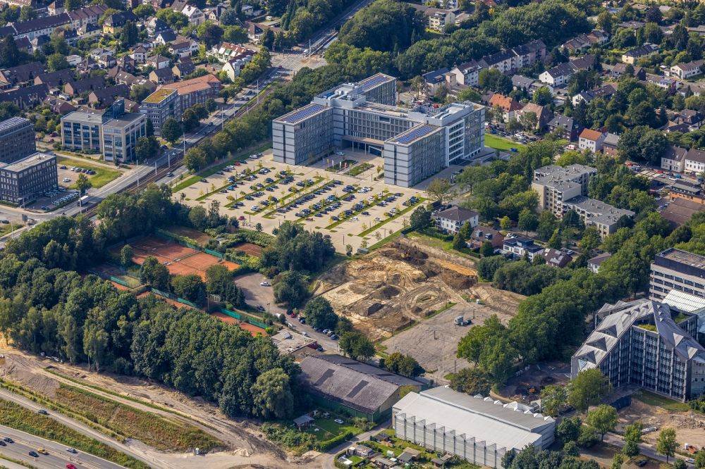 Bochum from above - Office building of the administration and commercial building Vonovia Headquarters on the Wasserstrasse in the district of Altenbochum in Bochum in the Ruhr area in the state North Rhine-Westphalia, Germany