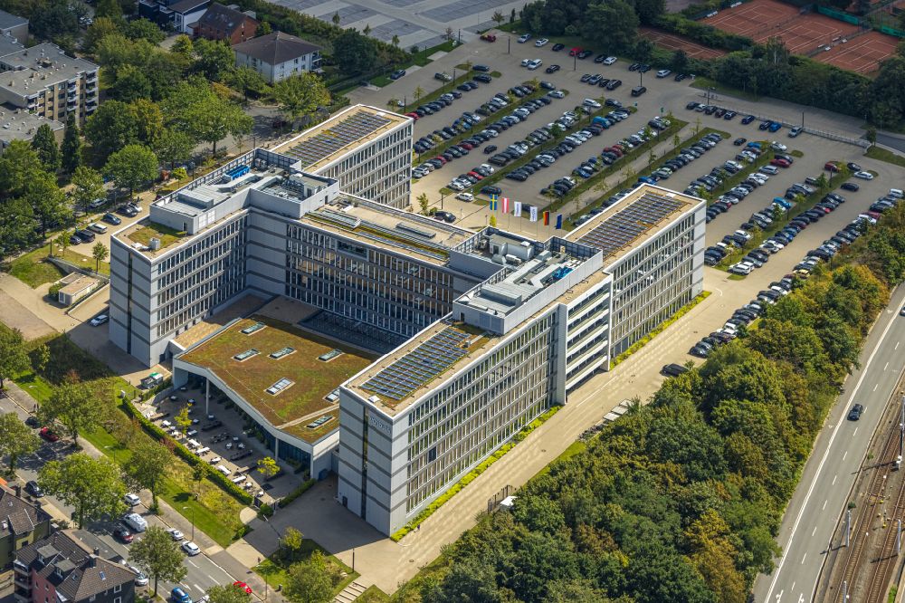 Bochum from above - Office building of the administration and commercial building Vonovia Headquarters on the Wasserstrasse in the district of Altenbochum in Bochum in the Ruhr area in the state North Rhine-Westphalia, Germany
