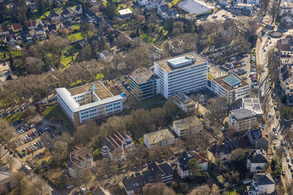 Aerial photograph Unna - office building of Kreisverwaltung Unna on Friedrich-Ebert-Strasse in Unna in the state North Rhine-Westphalia, Germany