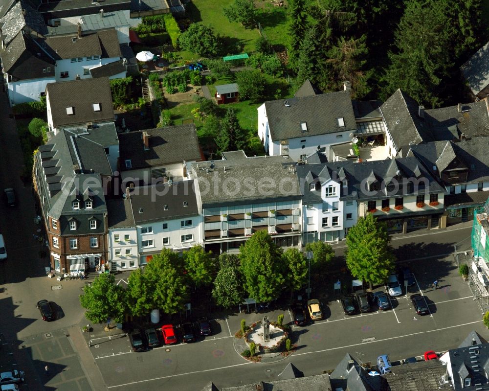 Aerial photograph Hadamar - Water - fountain on the marketplace in Hadamar in the state Hesse, Germany