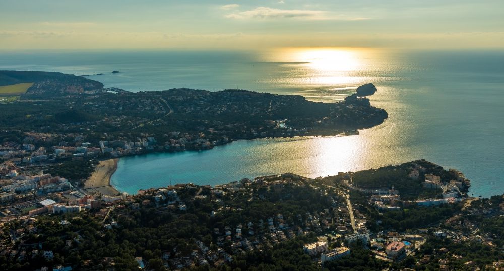 Aerial photograph Calvia - Water surface at the bay along the sea coast of Balearic Sea in Calvia in Balearic Islands, Spain