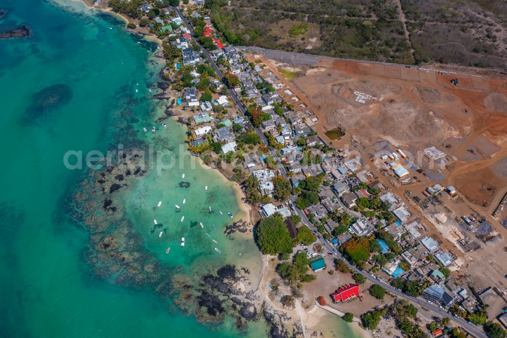 Cap Malheureux from above - Water surface at the bay along the sea coast north coast in Cap Malheureux in Riviere du Rempart, Mauritius
