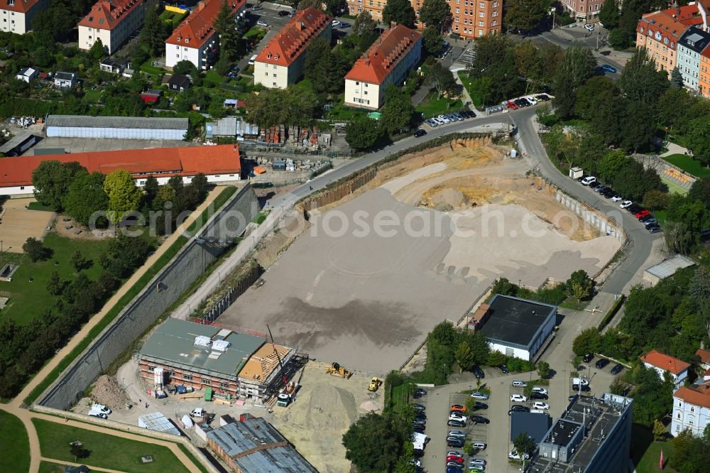 Erfurt from the bird's eye view: Conversion to the Federal Garden Show on Fragments of the fortress Petersberg in the district Altstadt in Erfurt in the state Thuringia, Germany