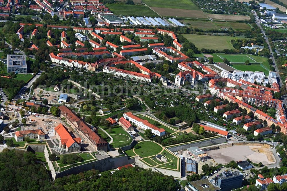 Aerial photograph Erfurt - Conversion to the Federal Garden Show on Fragments of the fortress Petersberg in the district Altstadt in Erfurt in the state Thuringia, Germany