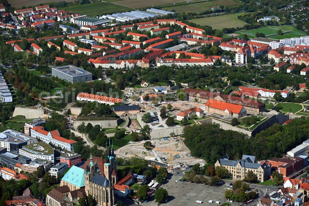 Erfurt from above - Conversion to the Federal Garden Show on Fragments of the fortress Petersberg in the district Altstadt in Erfurt in the state Thuringia, Germany
