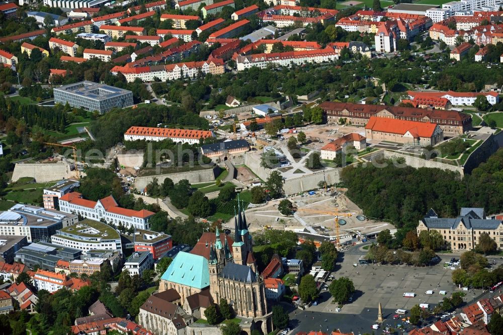 Aerial image Erfurt - Conversion to the Federal Garden Show on Fragments of the fortress Petersberg in the district Altstadt in Erfurt in the state Thuringia, Germany