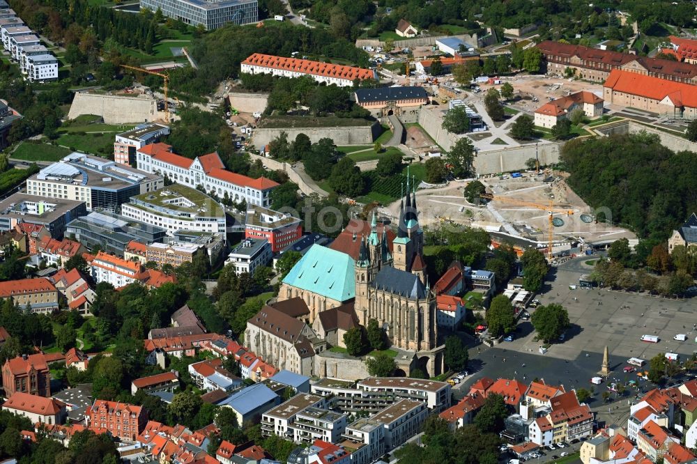 Aerial photograph Erfurt - Conversion to the Federal Garden Show on Fragments of the fortress Petersberg in the district Altstadt in Erfurt in the state Thuringia, Germany