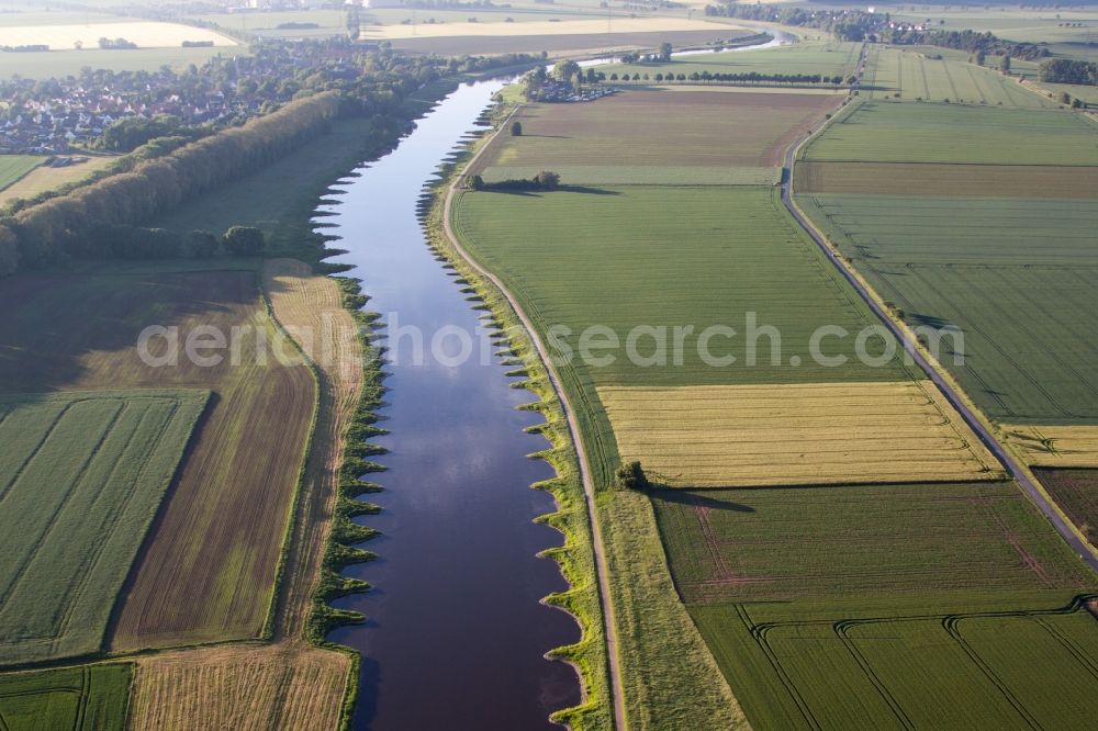 Aerial image Emmerthal - Groyne head of the of the Weser river river course in Emmerthal in the state Lower Saxony, Germany