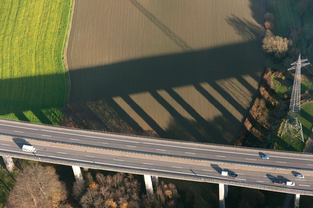 Aerial photograph Velbert - View of the freeway 535 near Velbert in the state of North Rhine-Westphalia