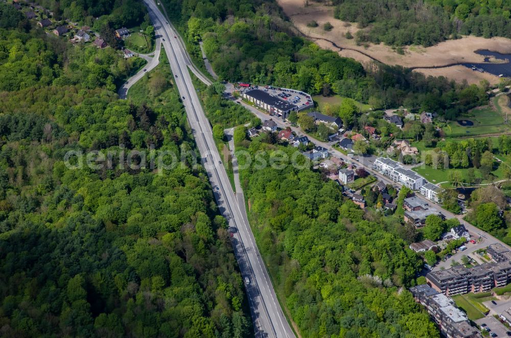 Harrislee from the bird's eye view: Federal road in Harrislee in the state Schleswig-Holstein, Germany