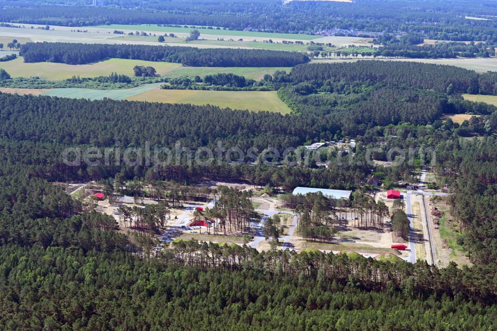 Biesenthal from above - Bunker complex and munitions depot on the military training grounds the police on street Finower Chaussee in Biesenthal in the state Brandenburg, Germany