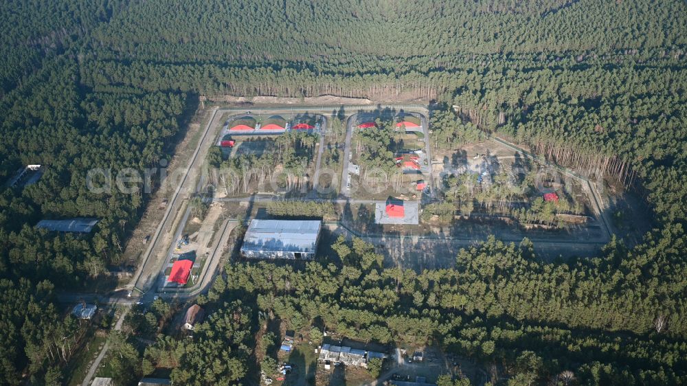Aerial image Biesenthal - Bunker complex and munitions depot on the military training grounds the police on street Finower Chaussee in Biesenthal in the state Brandenburg, Germany