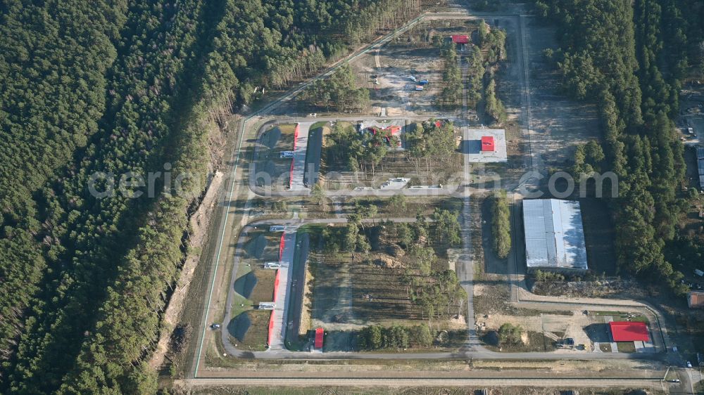 Biesenthal from the bird's eye view: Bunker complex and munitions depot on the military training grounds the police on street Finower Chaussee in Biesenthal in the state Brandenburg, Germany
