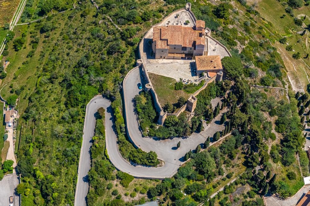 Arta from the bird's eye view: Castle of the fortress Almudaina d'Arta on C. del Castellet in Arta in Balearic island of Mallorca, Spain