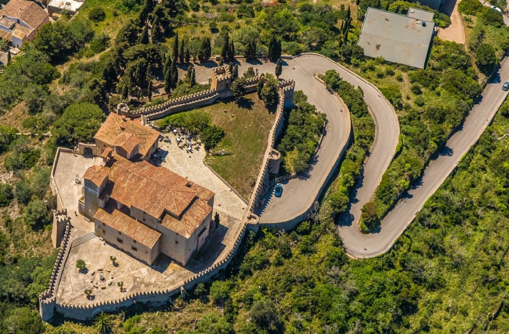 Aerial photograph Arta - Castle of the fortress Almudaina d'Arta on C. del Castellet in Arta in Balearic island of Mallorca, Spain