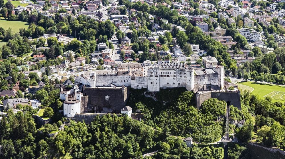 Aerial photograph Salzburg - Castle of the fortress Festung Hohensalzburg in Salzburg in Austria