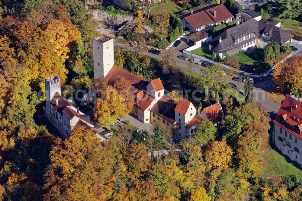 Aerial image Grünwald - Castle of Gruenwald in the state Bavaria and Schlosshotel