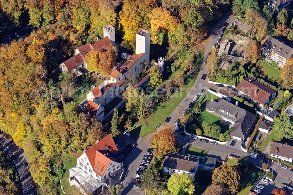 Grünwald from the bird's eye view: Castle of Gruenwald in the state Bavaria and Schlosshotel