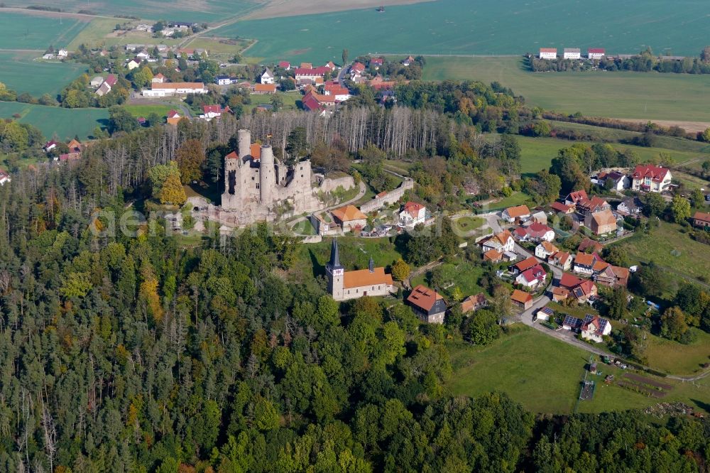 Bornhagen from above - Fortress of Hanstein Castle in Bornhagen, Thuringia, Germany