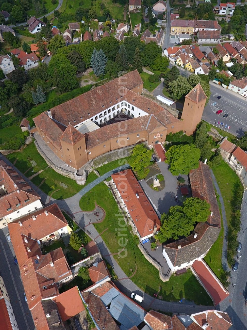 Köszeg from above - Castle of the fortress Jurisics Castle in Koeszeg in Vas, Hungary