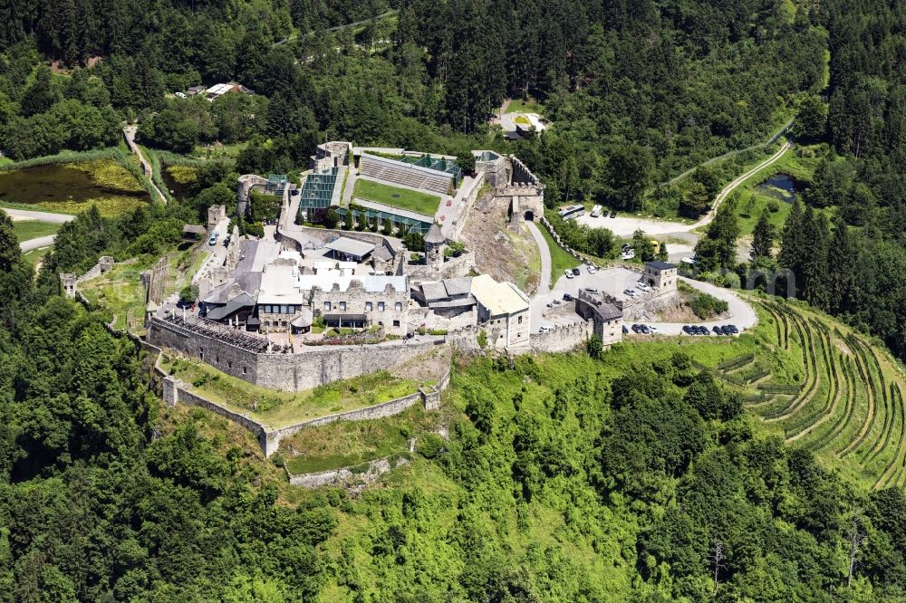 Aerial image Villach - Castle of the fortress Landskron Adler Arena in Villach in Kaernten, Austria