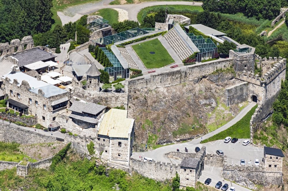 Villach from the bird's eye view: Castle of the fortress Landskron Adler Arena in Villach in Kaernten, Austria