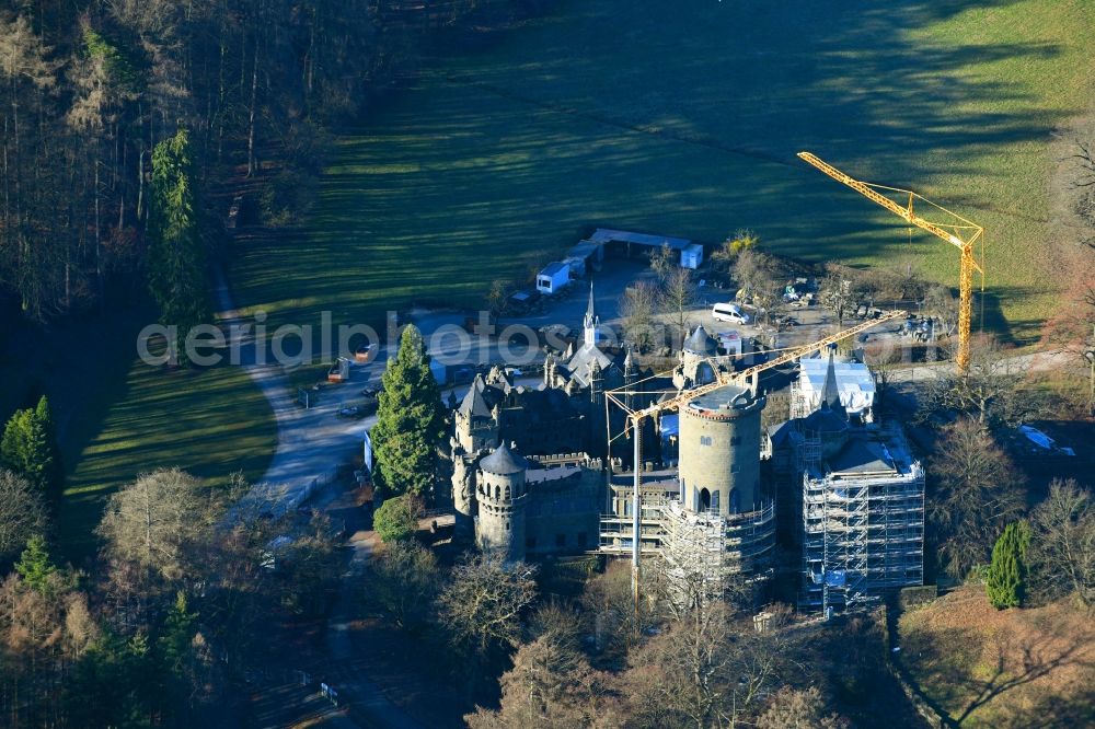 Aerial photograph Kassel - Castle of the fortress Loewenburg in Schlosspark in the district Bad Wilhelmshoehe in Kassel in the state Hesse, Germany
