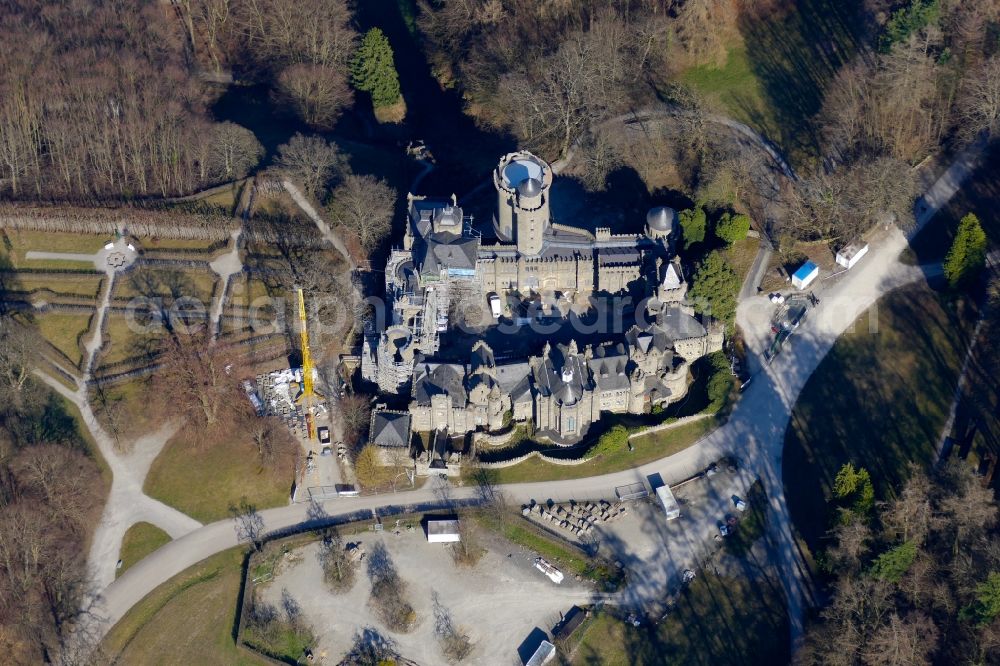 Aerial image Kassel - Castle of the fortress Loewenburg in Schlosspark in the district Bad Wilhelmshoehe in Kassel in the state Hesse, Germany