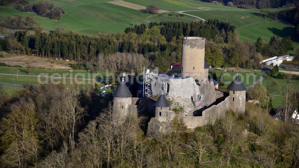 Aerial image Nürburg - Castle of the fortress Nuerburg in Nuerburg in the state Rhineland-Palatinate, Germany