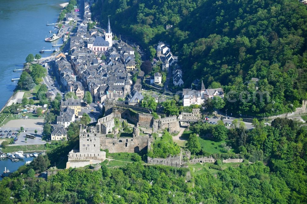 Aerial photograph Sankt Goar - Castle of the fortress Rheinfels on Schlossberg in Sankt Goar in the state Rhineland-Palatinate, Germany